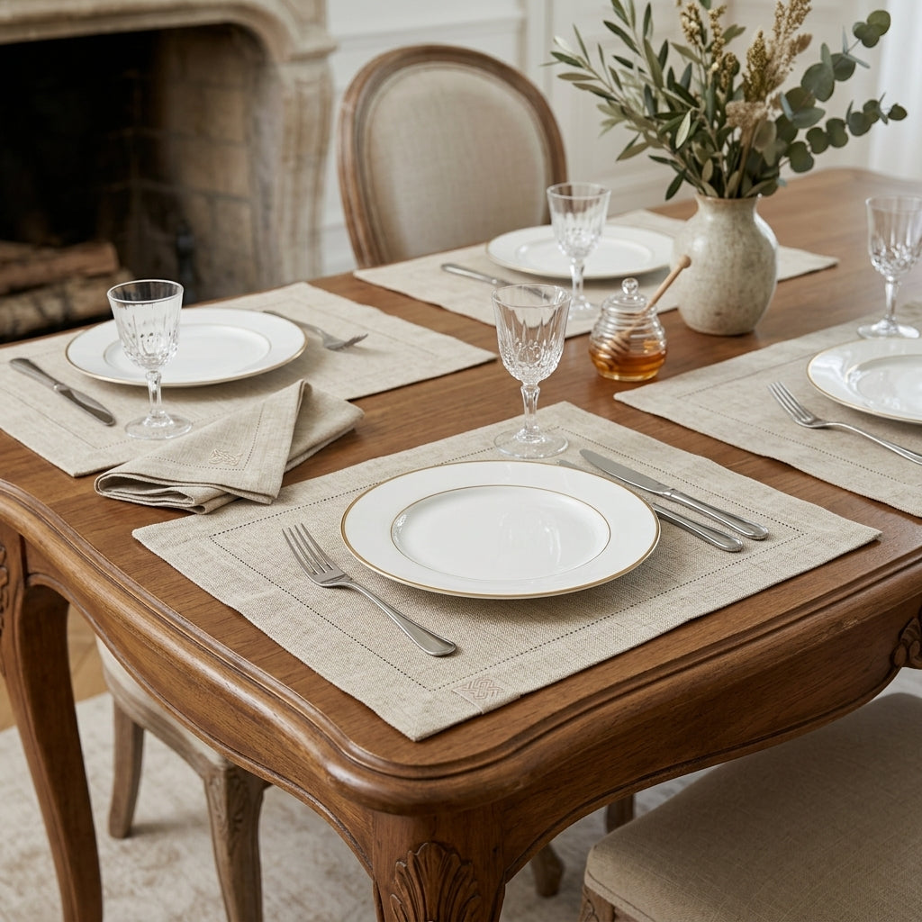 Natural Linen Blend Placemat Set